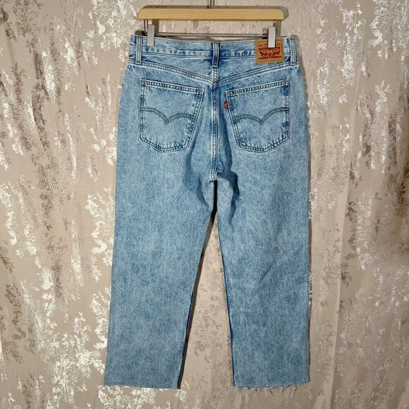 Levi's Low Pro Straight Leg Jeans Acid Wash Denim Women's Size 29 - Picture 3 of 7